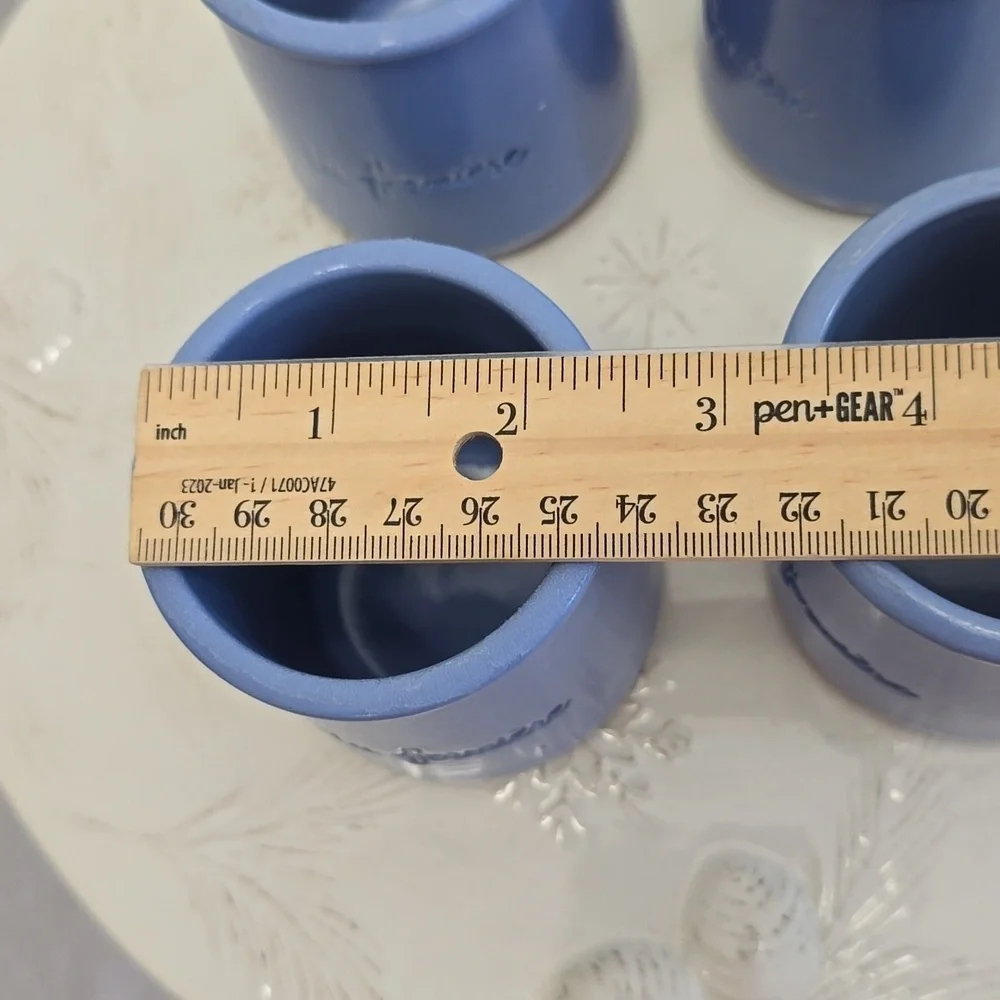 Set Of 4 La Fermiere Yogurt Terrracotta Pots Perwinkle Blue